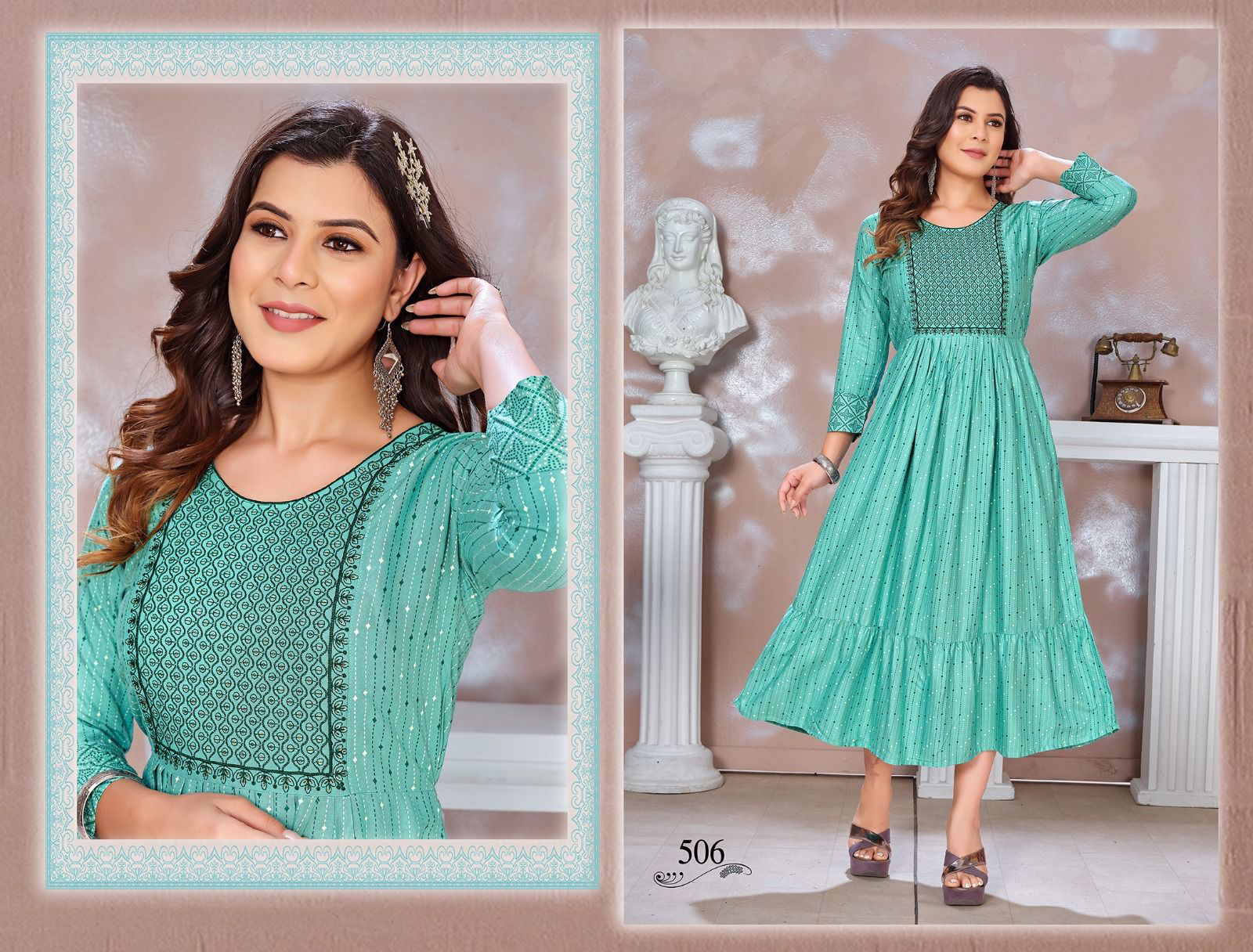 Golden Blessed 3 Printed Long Anarkali Kurtis Catalog
